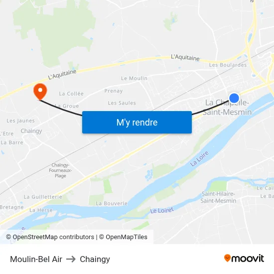 Moulin-Bel Air to Chaingy map