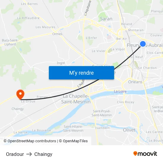 Oradour to Chaingy map