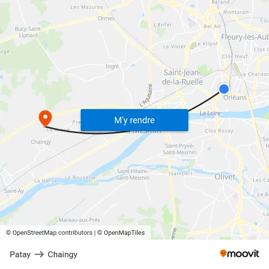 Patay to Chaingy map