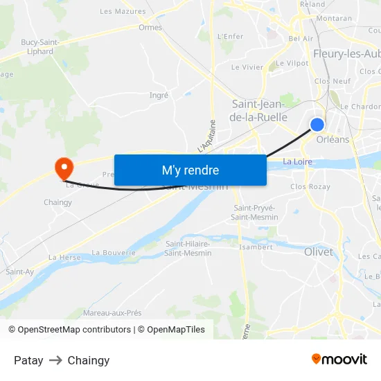 Patay to Chaingy map