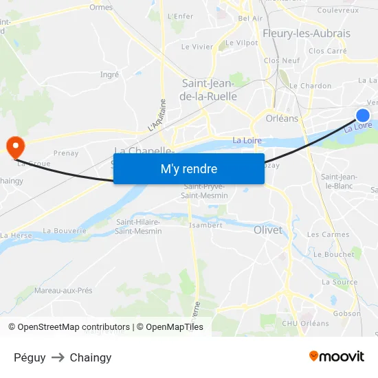 Péguy to Chaingy map