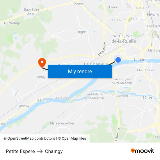 Petite Espère to Chaingy map