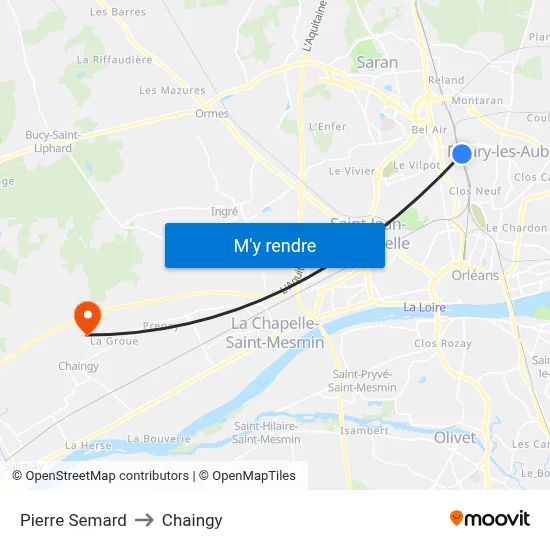 Pierre Semard to Chaingy map