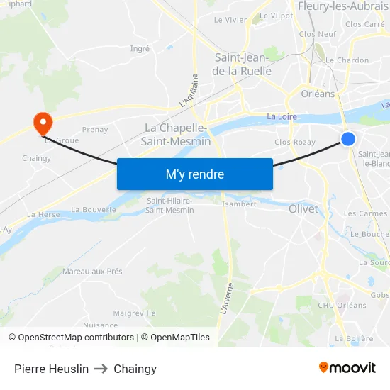 Pierre Heuslin to Chaingy map