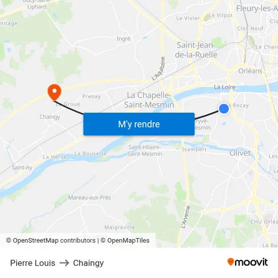 Pierre Louis to Chaingy map