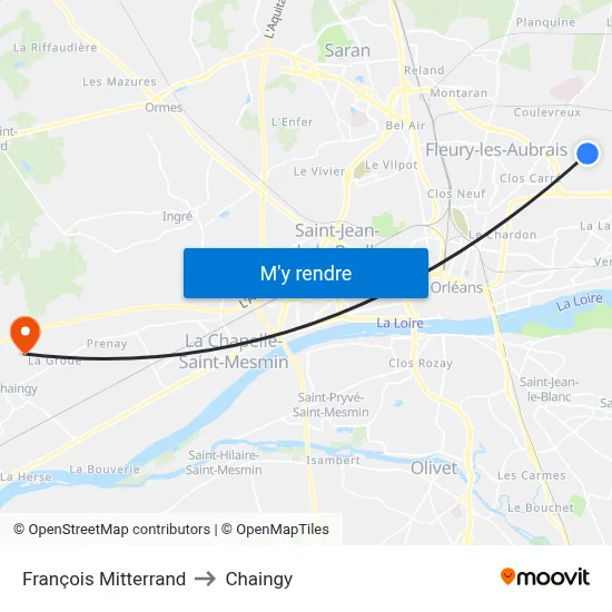François Mitterrand to Chaingy map