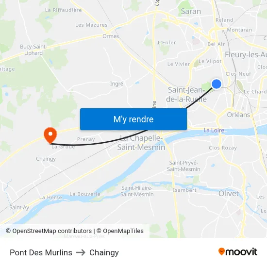 Pont Des Murlins to Chaingy map