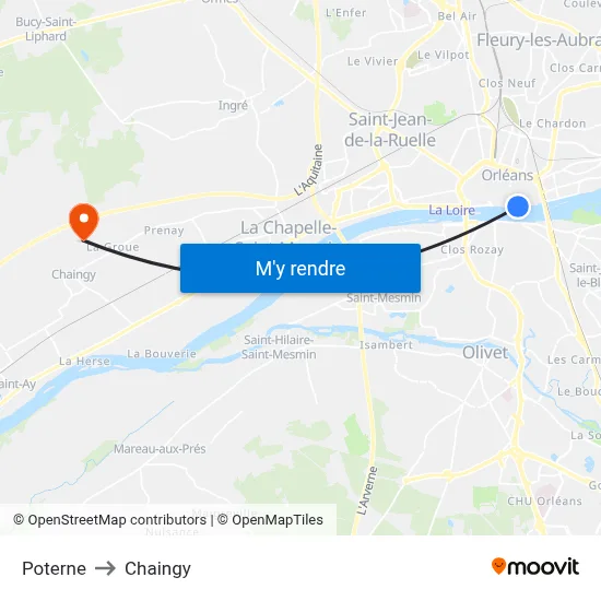 Poterne to Chaingy map