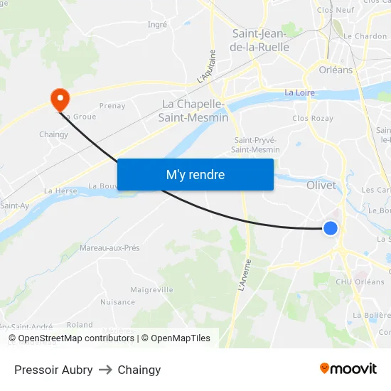 Pressoir Aubry to Chaingy map