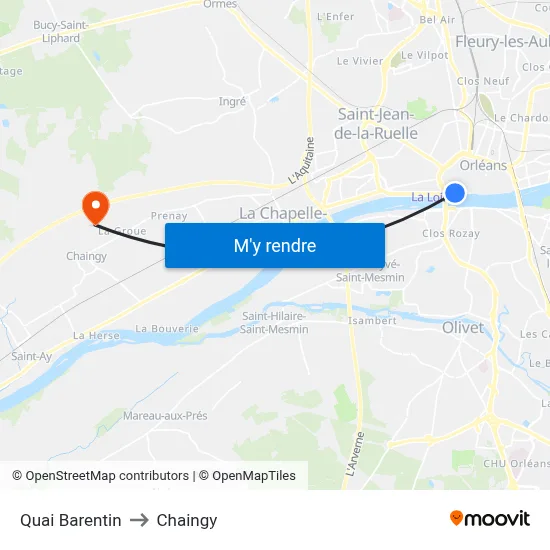 Quai Barentin to Chaingy map