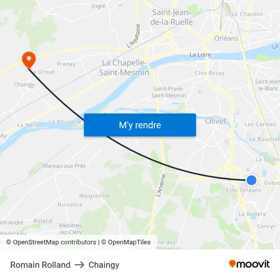 Romain Rolland to Chaingy map