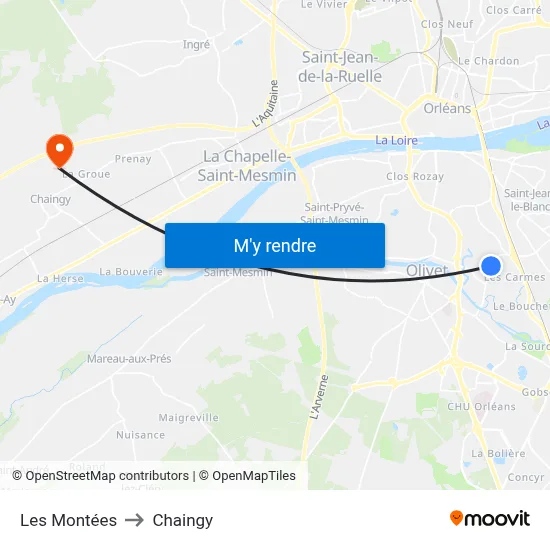 Les Montées to Chaingy map