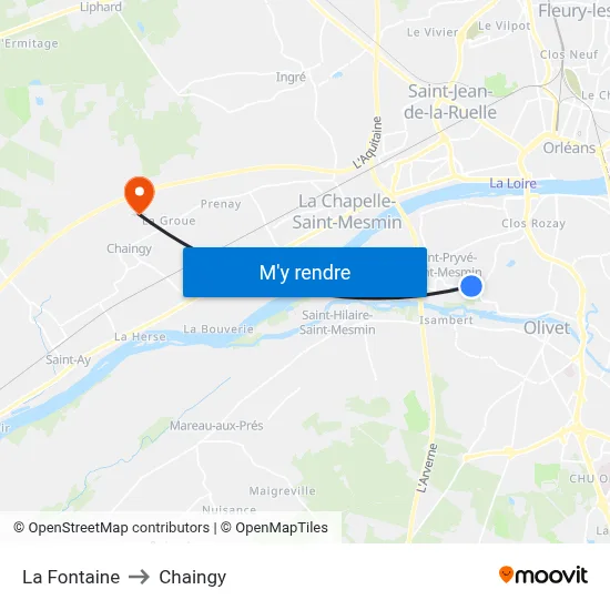 La Fontaine to Chaingy map