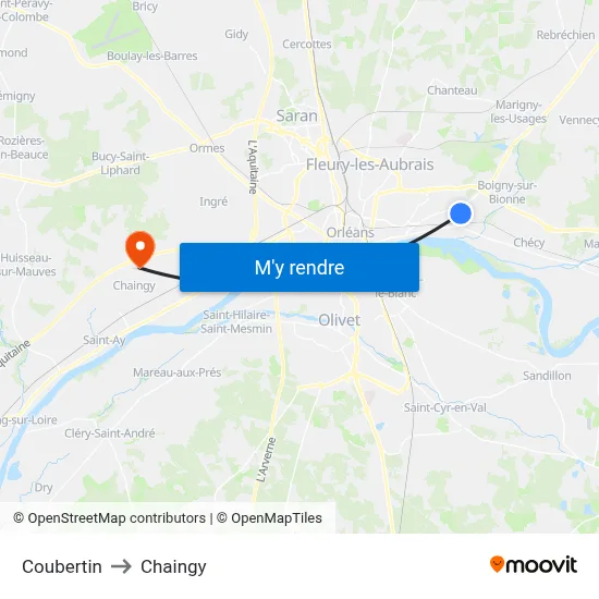 Coubertin to Chaingy map