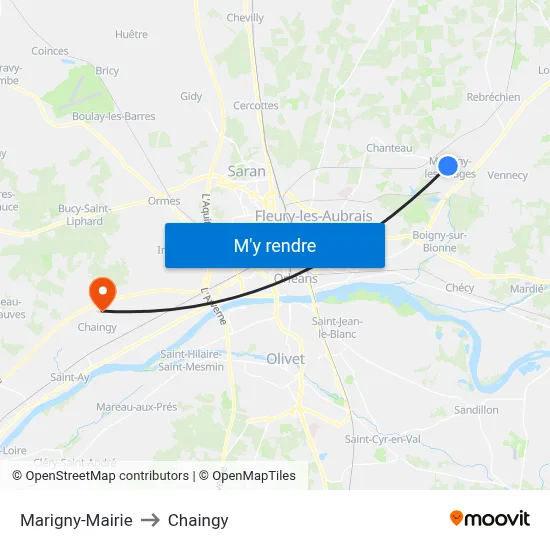 Marigny-Mairie to Chaingy map