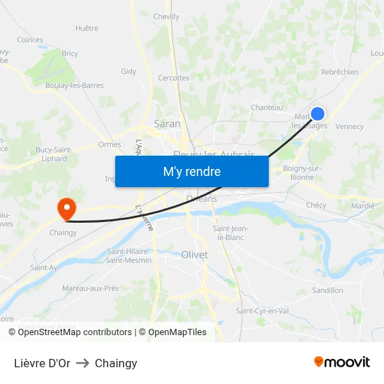 Lièvre D'Or to Chaingy map