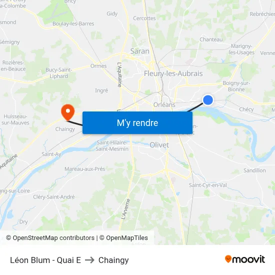 Léon Blum - Quai E to Chaingy map