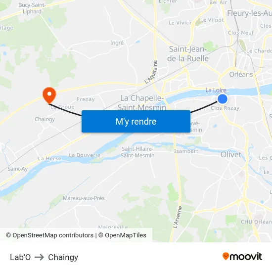 Lab'O to Chaingy map