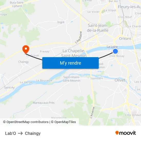 Lab'O to Chaingy map