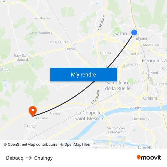 Debacq to Chaingy map