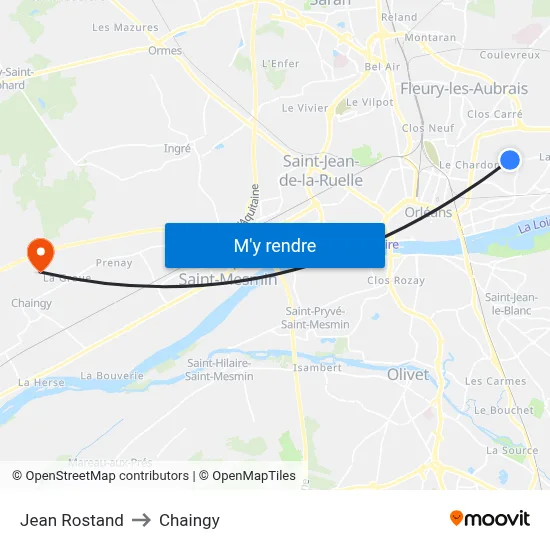 Jean Rostand to Chaingy map