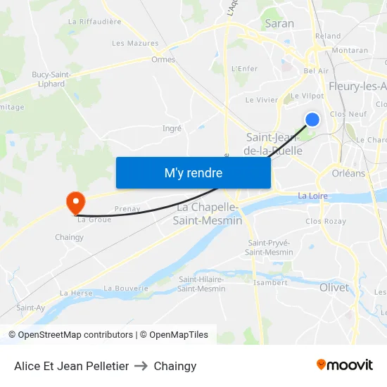 Alice Et Jean Pelletier to Chaingy map
