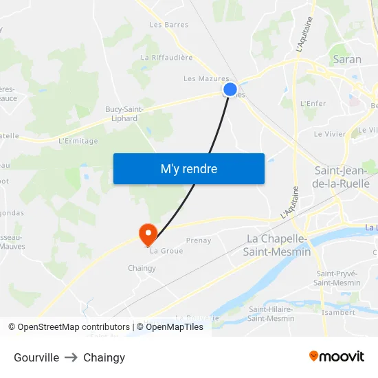 Gourville to Chaingy map