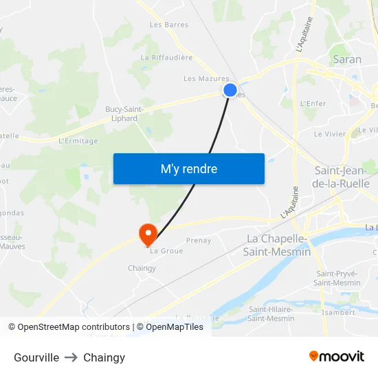 Gourville to Chaingy map