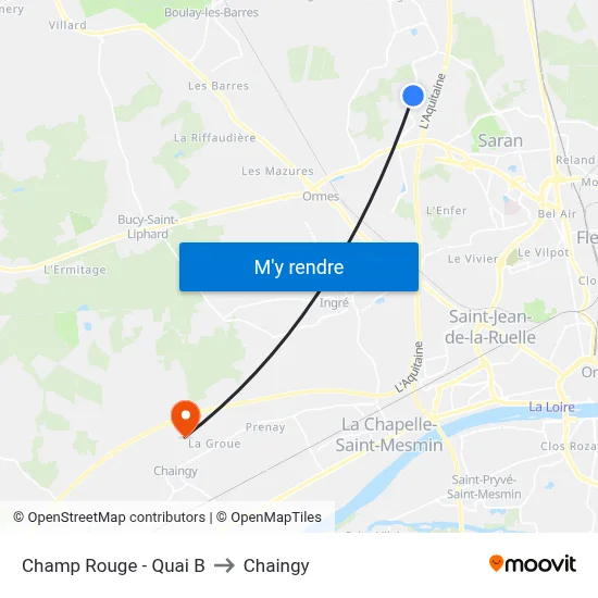 Champ Rouge - Quai B to Chaingy map