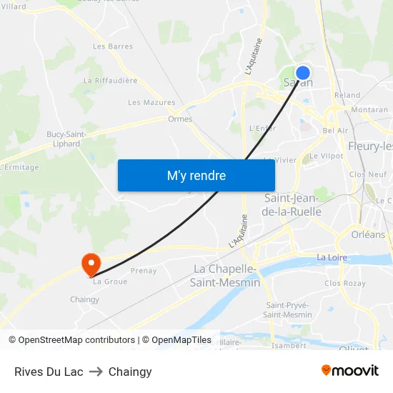 Rives Du Lac to Chaingy map