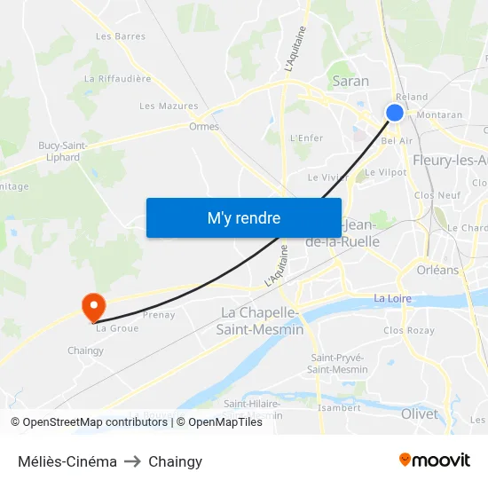 Méliès-Cinéma to Chaingy map