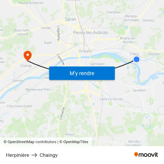 Herpinière to Chaingy map
