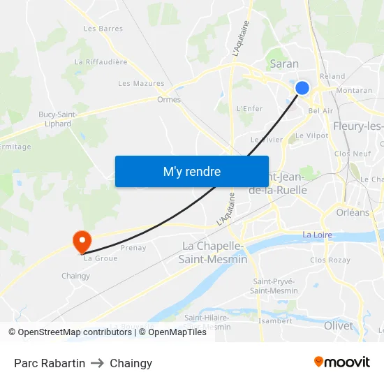 Parc Rabartin to Chaingy map