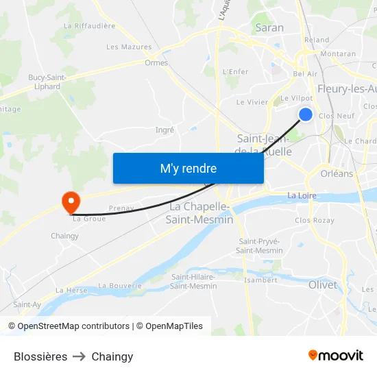 Blossières to Chaingy map