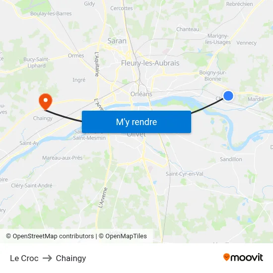 Le Croc to Chaingy map