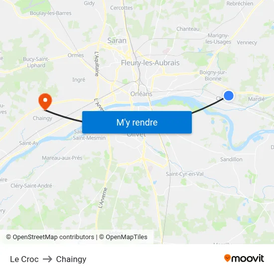 Le Croc to Chaingy map