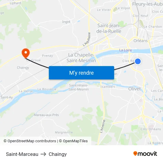 Saint-Marceau to Chaingy map