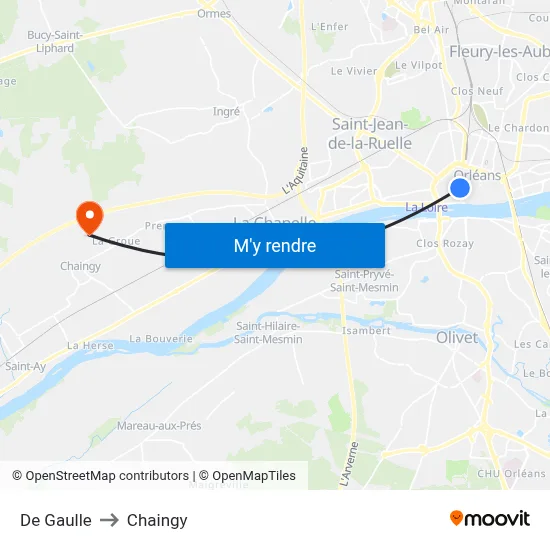 De Gaulle to Chaingy map