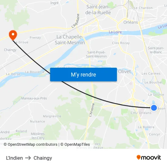 L'Indien to Chaingy map