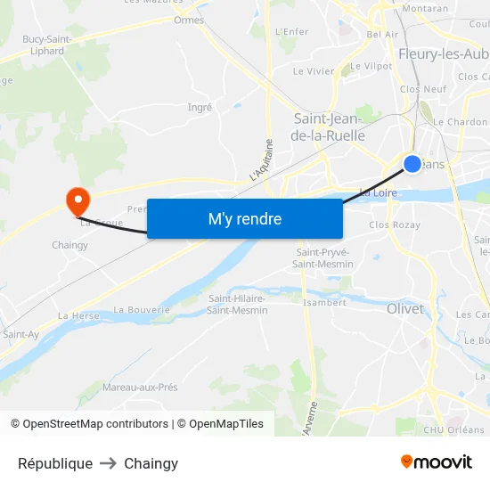 République to Chaingy map