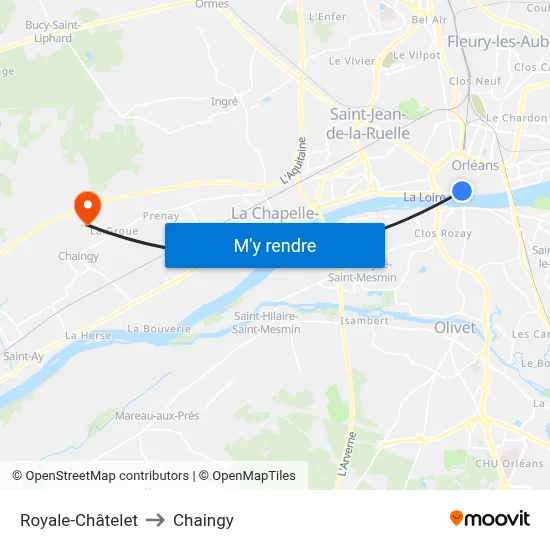 Royale-Châtelet to Chaingy map