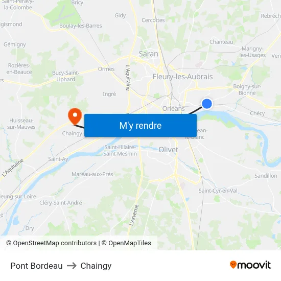 Pont Bordeau to Chaingy map