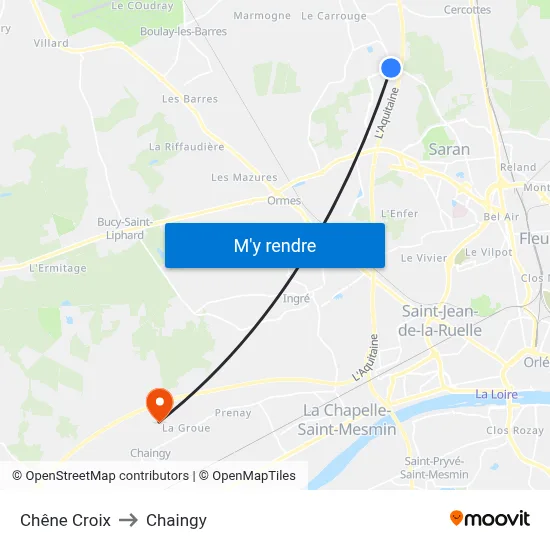 Chêne Croix to Chaingy map