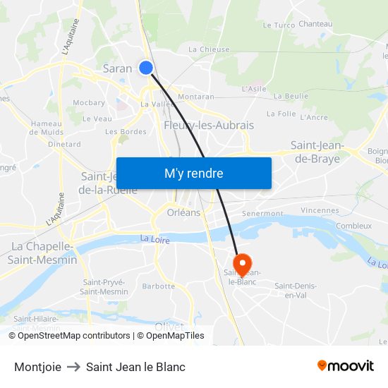 Montjoie to Saint Jean le Blanc map