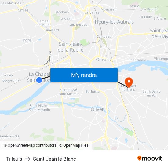 Tilleuls to Saint Jean le Blanc map