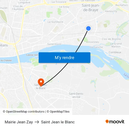 Mairie Jean Zay to Saint Jean le Blanc map