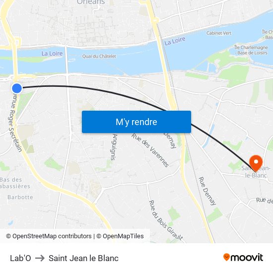 Lab'O to Saint Jean le Blanc map