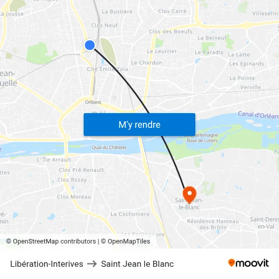 Libération-Interives to Saint Jean le Blanc map