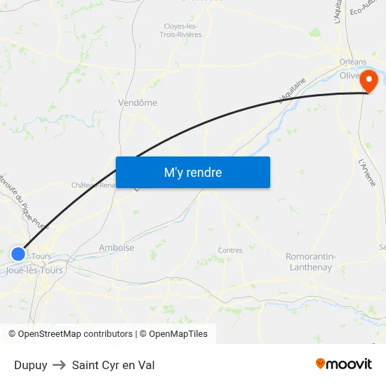Dupuy to Saint Cyr en Val map