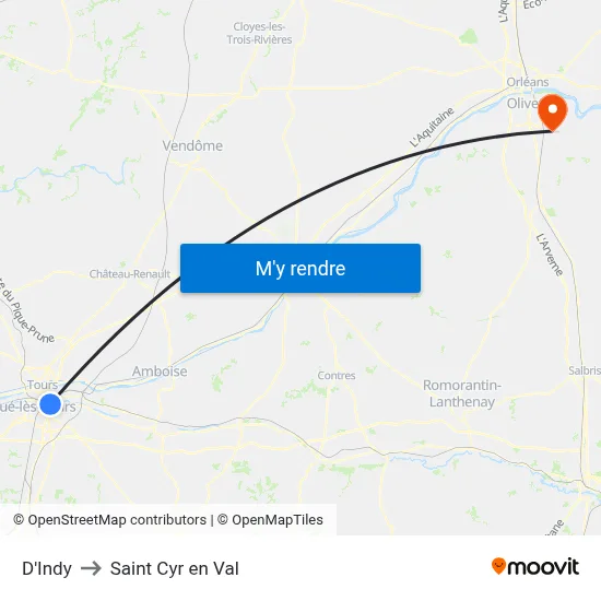 D'Indy to Saint Cyr en Val map